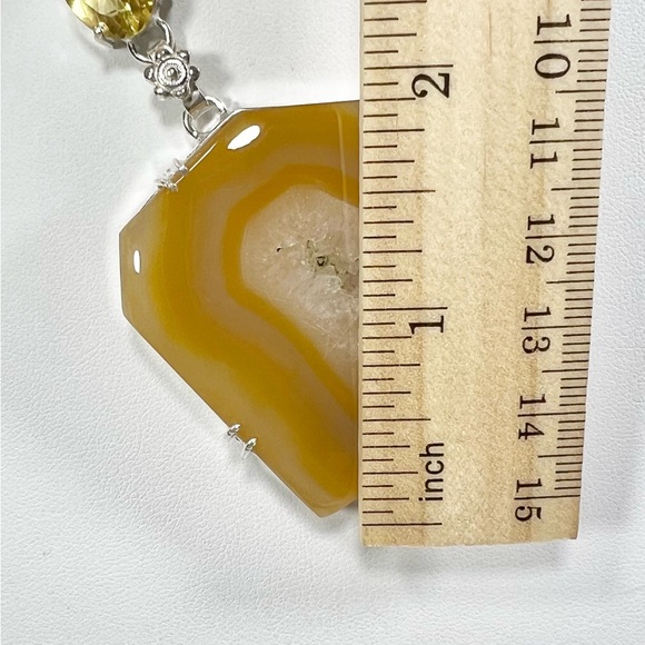 Solar Agate Citrine 925 Large Gemstone Necklace & Bracelet - Picture 7 of 11